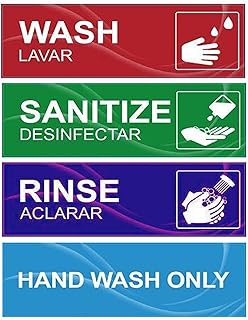 4 Pack Wash Rinse Sanitize Sink Labels, Waterproof Sticker Signs Perfect for 3 Compartment Sink - Restaurants, Commercial ...