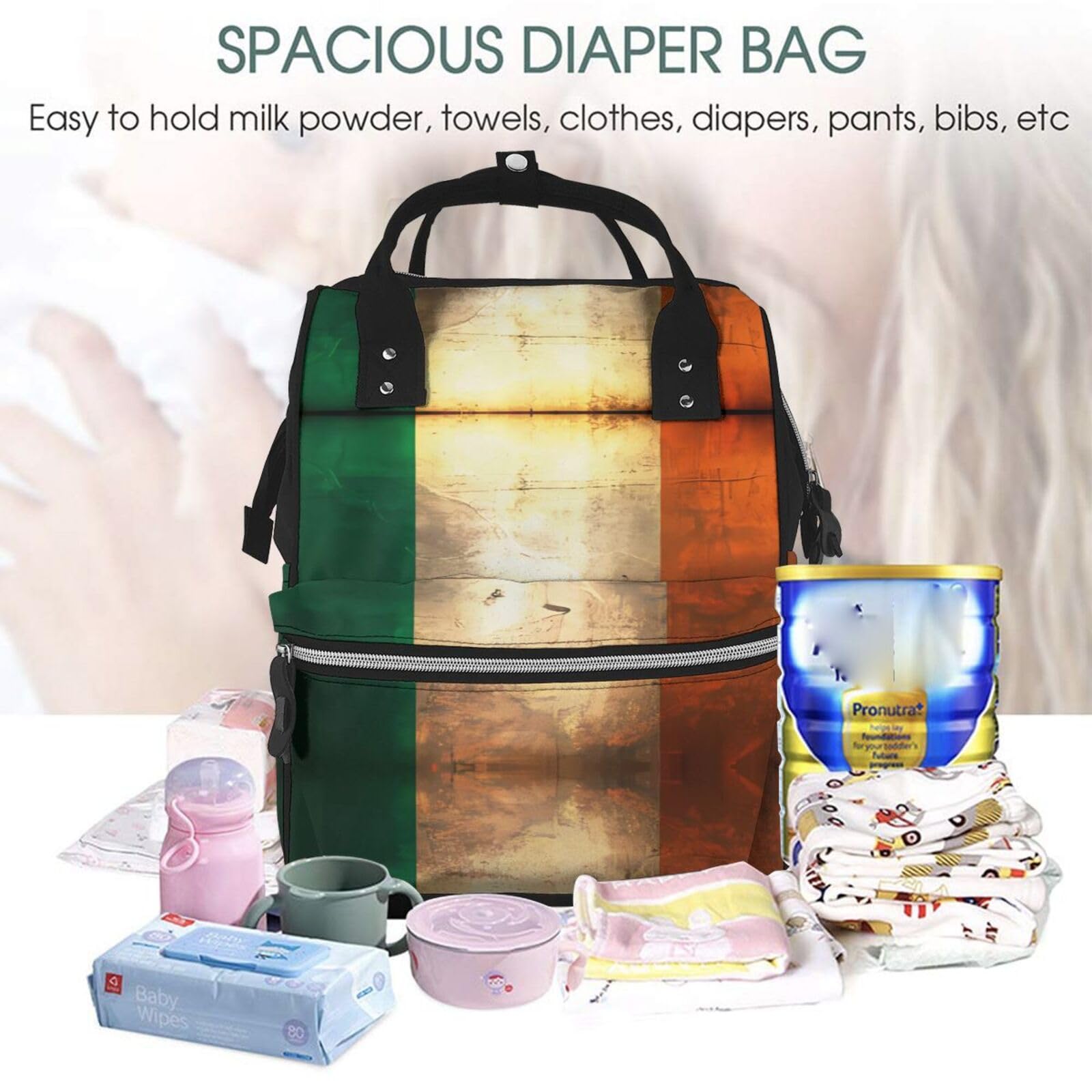 Zaino multifunzionale per pannolini rosso tinta unita – Borsa per pannolini di grande capacità con mamme e papà, viaggi e uso quotidiano
