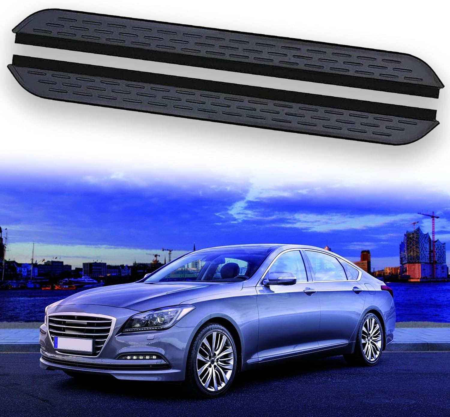 2Pcs Side Steps Pedal Nerf Bars Fits for Hyundai Genesis GV80 Black Running Boards