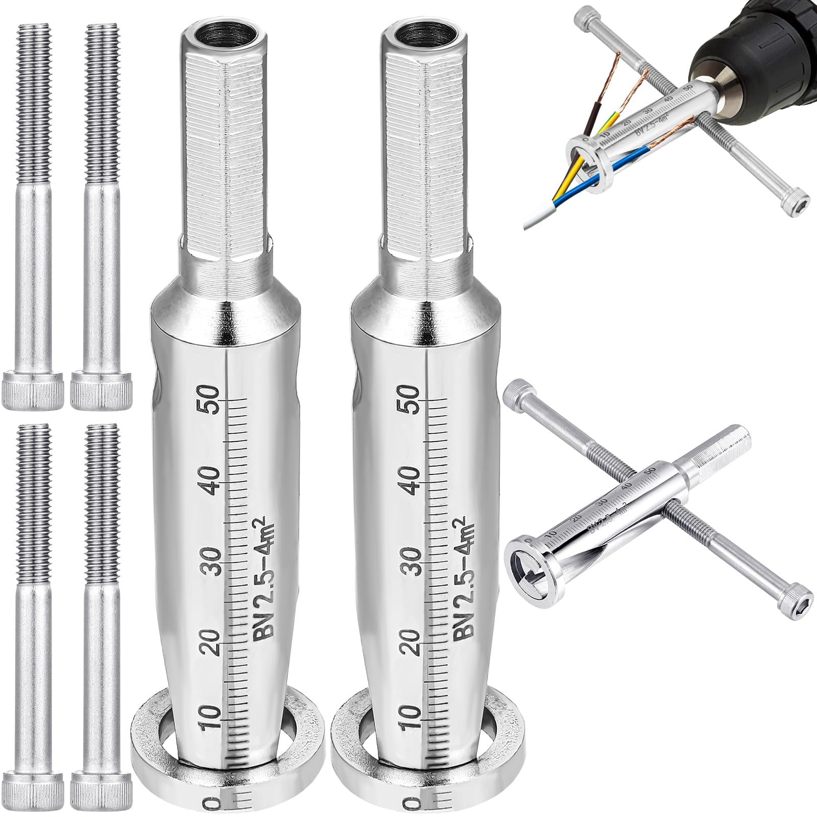 Photo 1 of 2 Set Wire Twisting Tool Wire Stripper and Twister Quick Connector Twist Wire Tool for Power Drill Drivers Power Tool Accessories Simultaneously Stripping and Twist Wire Cable