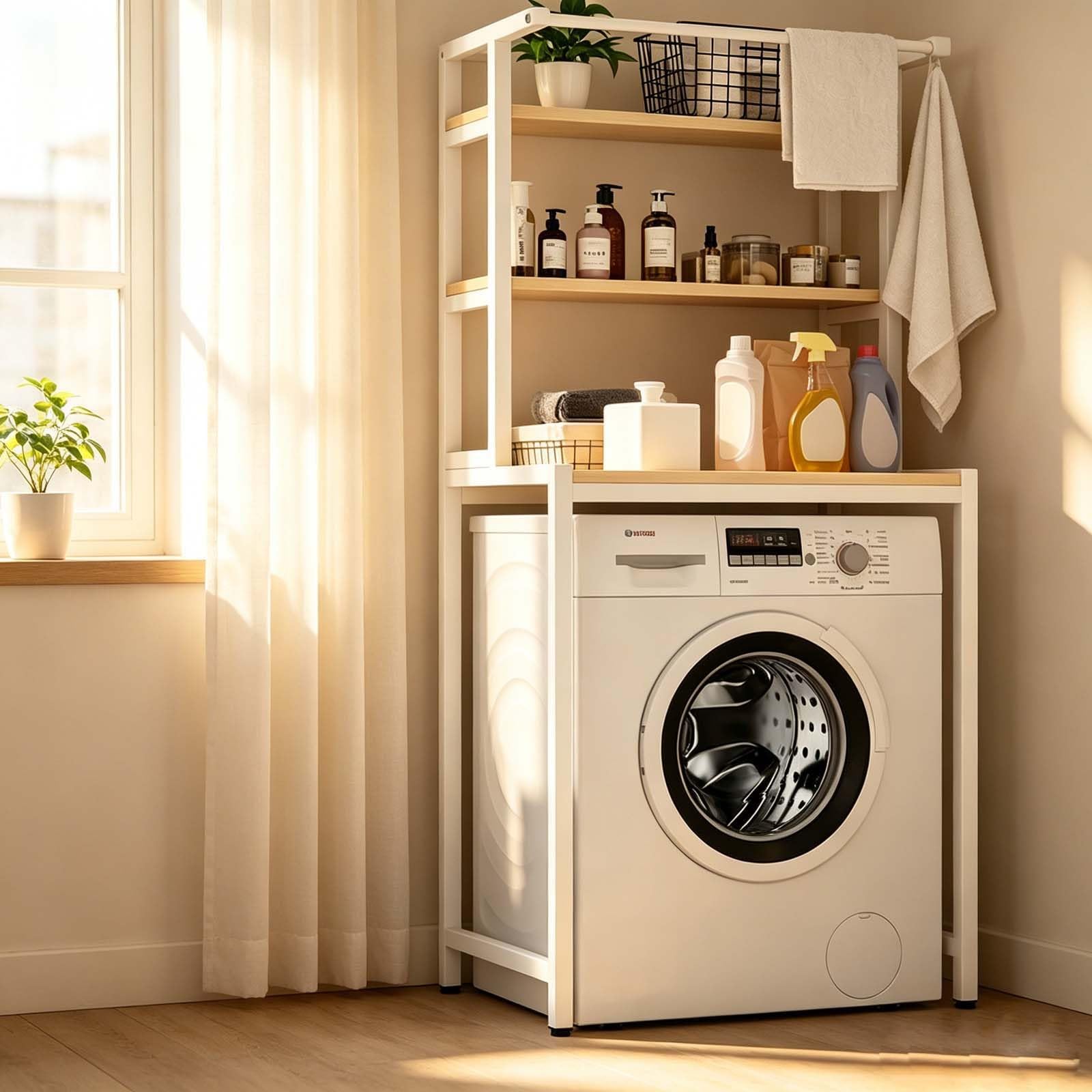 kumamart Above Washer Laundry Storage Organizer,laundry room clothes hanger