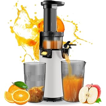 Aseki Slow Juicer, Pulp Separator, Low-Speed Rotation, Compact Mixer, High Juice Yield, Less Oxidation, Compact, Fresh Fruit 