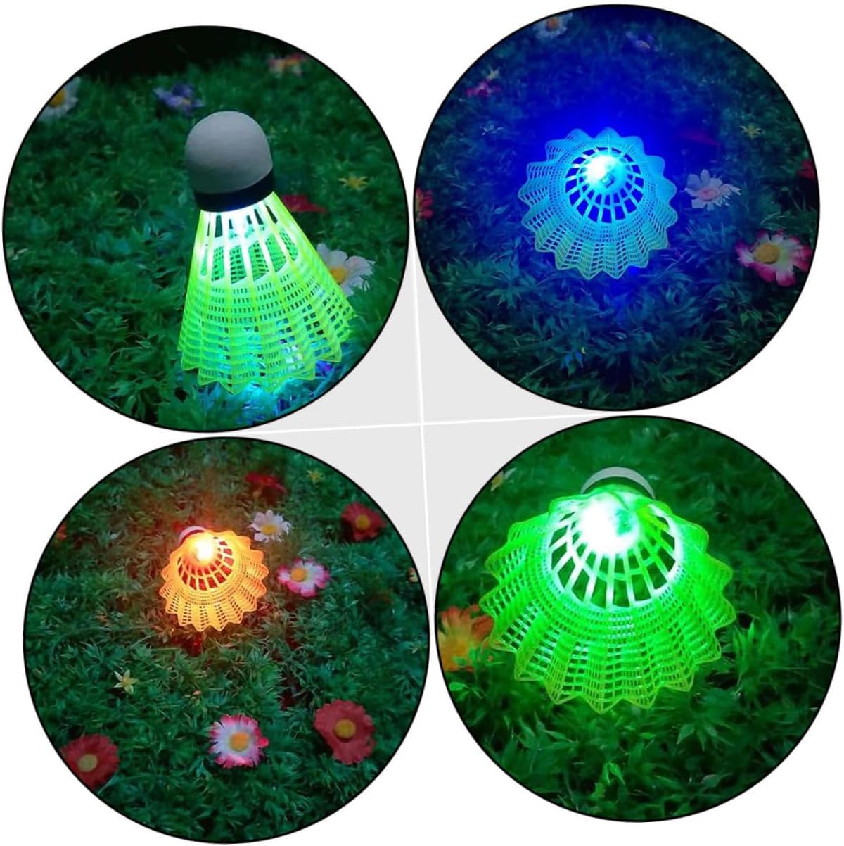 8Pcs LED Nylon Outdoor Training Shuttlecocks with Bright Glow for Night Badminton Practice Windproof Sports Birdies