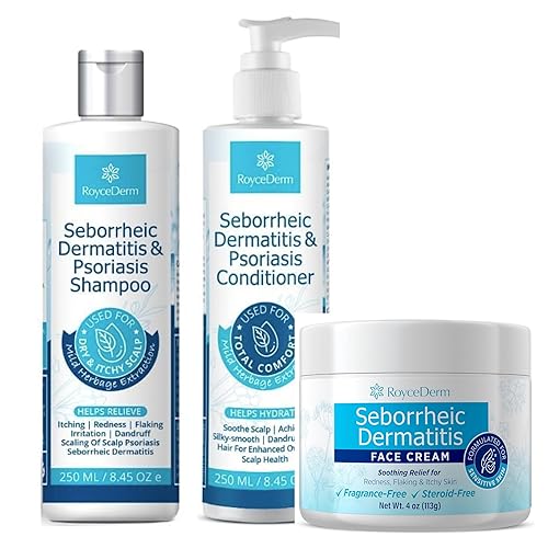 Roycederm Champú para la psoriasis, champú y acondicionador para dermatitis seborreica, con crema facial