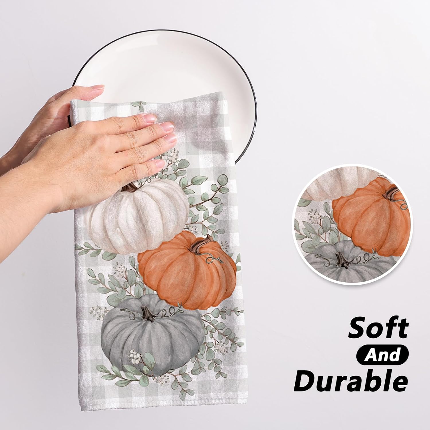 Siilues Fall Kitchen Towels 18 x 26 Inch Set of 2, Fall Dish Towels Pumpkin Decorations for Home Happy Fall Decor Seasonal Thanksgiving Decorations for Home Kitchen Decor Hand Towels - Image 5