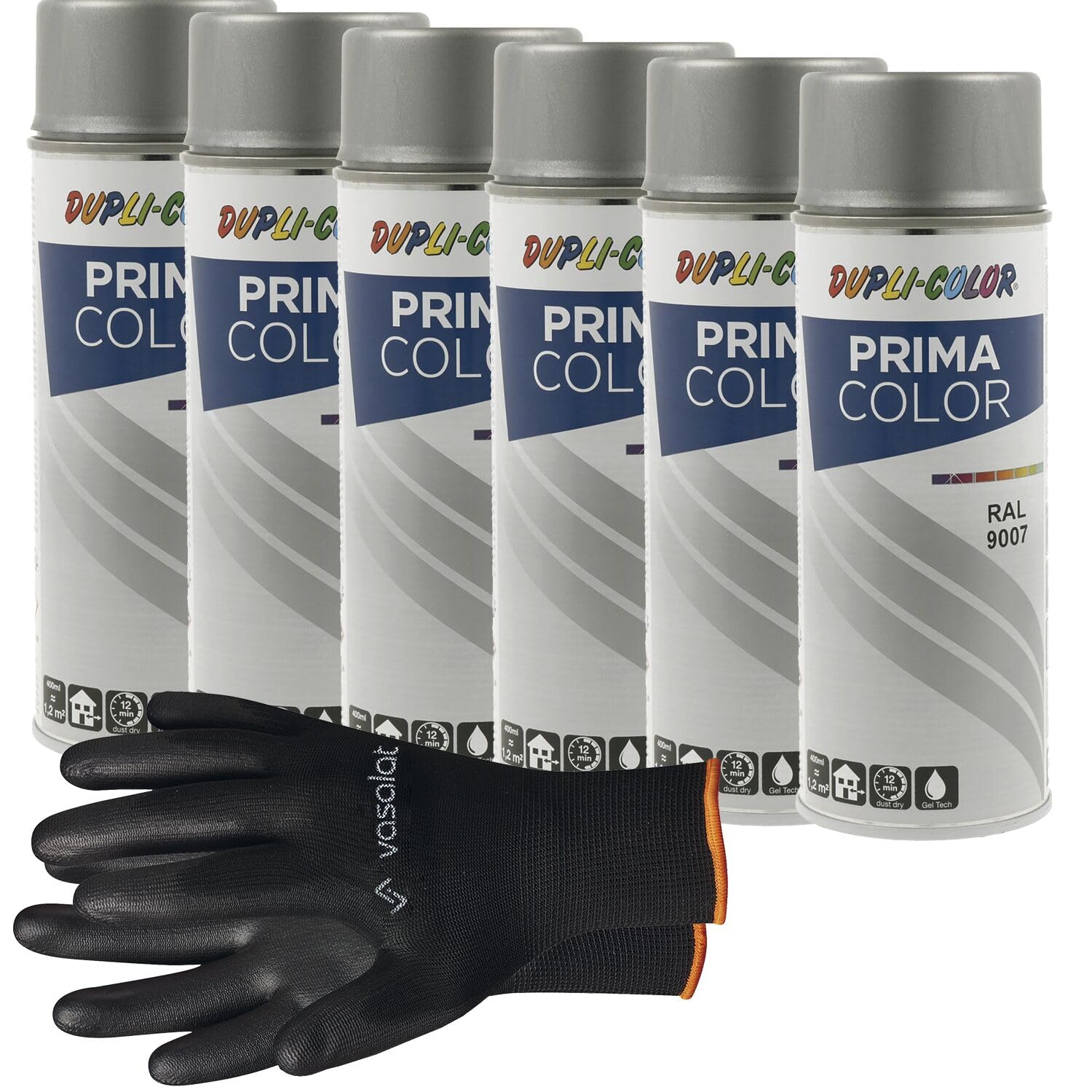 vasalat Dupli-Color Lackspray graualuminium matt RAL 9007 - Sprühlack für Metall, Kunststoff und Holz - wetterfeste Sprühfarbe für den Innen- und Außenbereich UV -beständig, 6 Stück