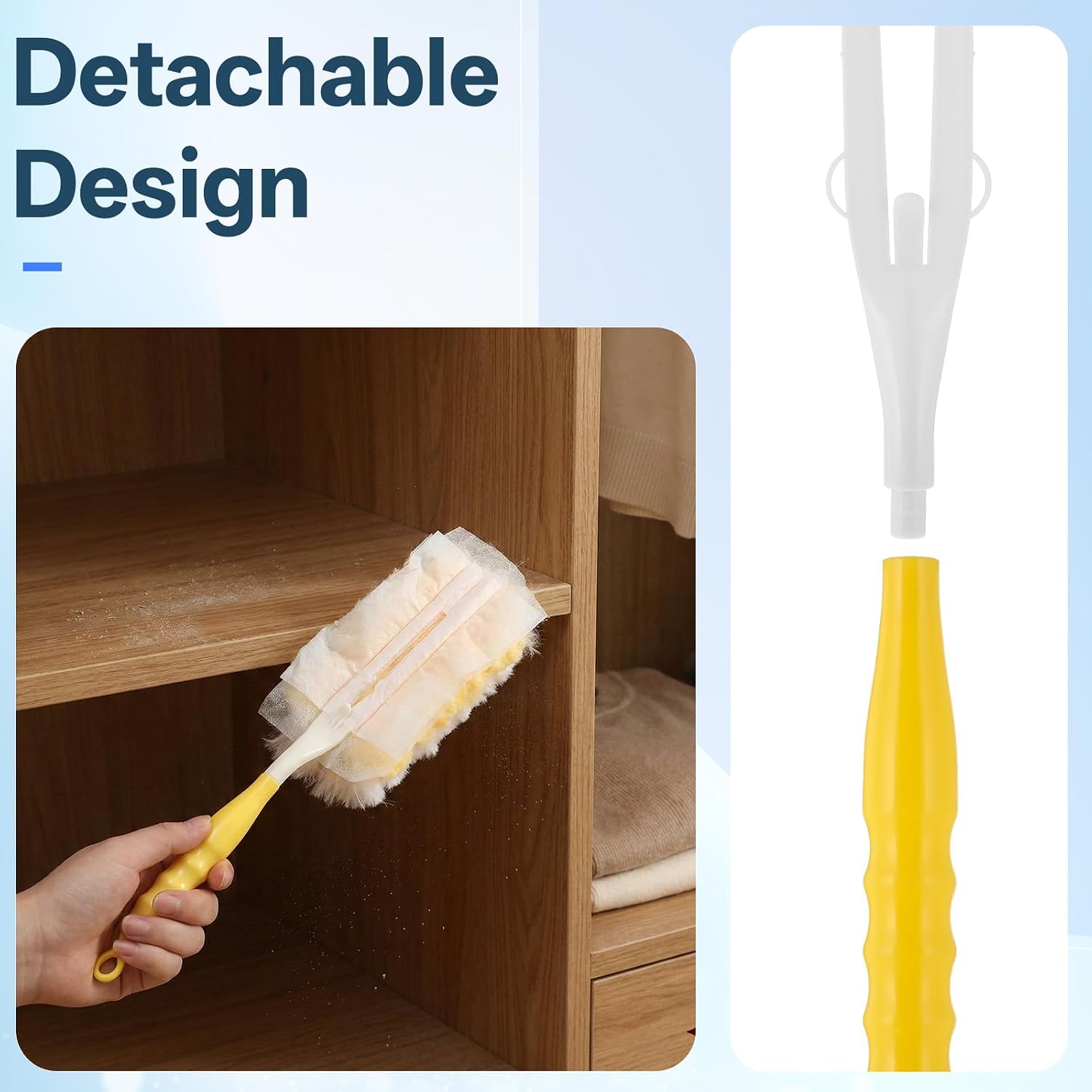 3 Pack Replacement Duster Handles Compatible with Swiffer Dusters, Detachable Mop Handles for Tight Spaces Home Cleaning