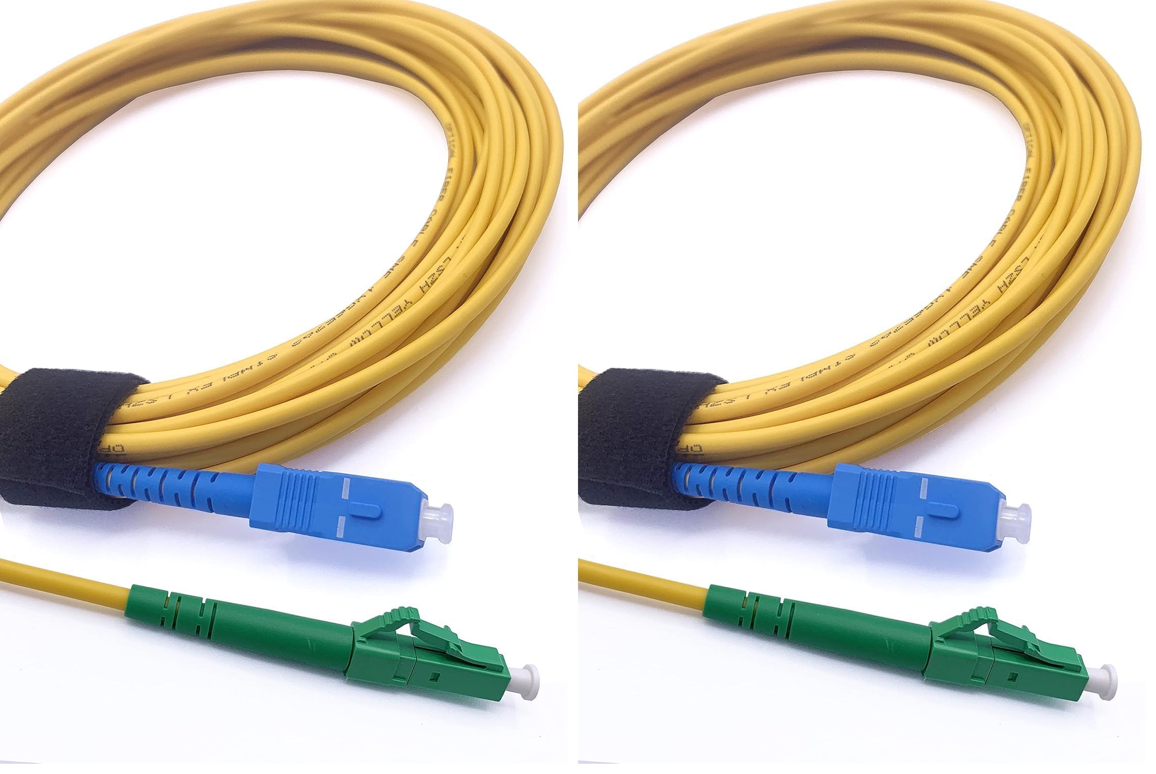 Elfcam - 20m Glasfaserkabel LC/APC auf SC/UPC, OS2 Singlemode Simplex 9/125μm, LSZH LWL Patchkabel für FRITZ!Box, FTTH, Router und Glasfaseranschluss (Packung mit 2)