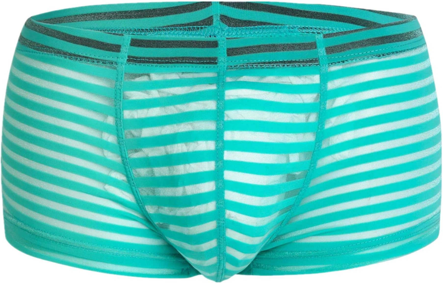 Yomie Mens Sexy Ice Silk See Through Stripe Boxer Briefs U Convex Underwear Low Waist Stripe Underwear Mesh See Through Transparent Boxer Briefs Comfortable Breathable Underpant