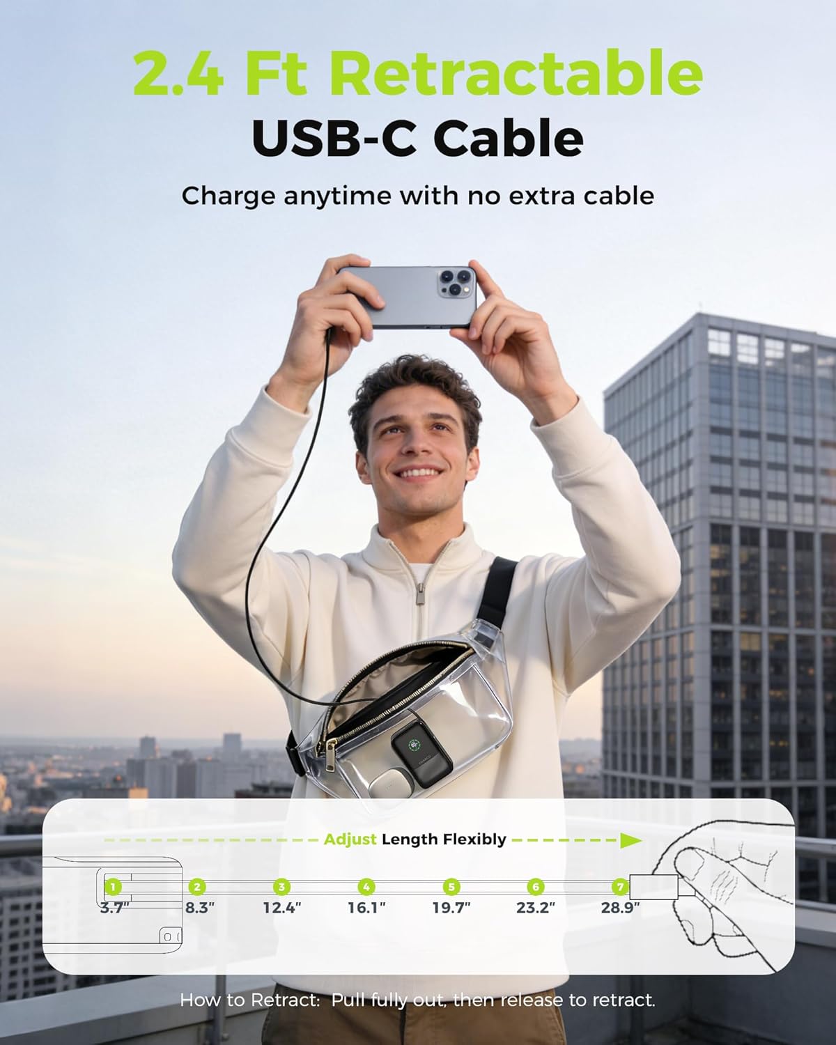 CHARCO Portable Charger Power Bank Fast Charging 45W, 10000mAh Battery Pack Charger Portable with Retractable USB C Cable, Travel Essential Powerbank Compatible with iPhone 17/16 Series, Samsung - Image 3