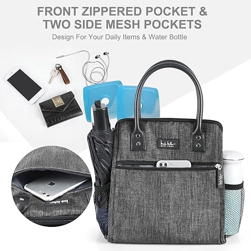 Miniatura 4 de Nicole Miller - Bolsa térmica para el almuerzo, bolsa térmica suave de gran apertura, bolsa de hielo para alimentos con soporte para botellas de