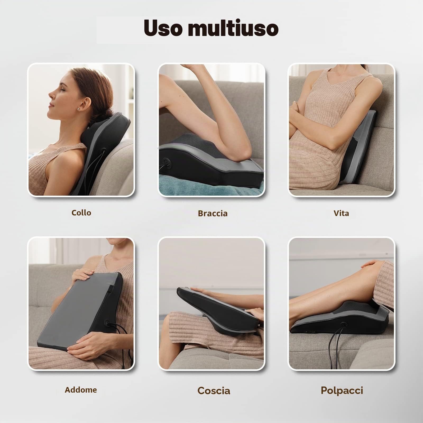 Massaggiatore Cervicale, Massaggiatore Schiena e Collo com Massaggio Impastante Profondo e Calore Rilassante, Allevia il Dolore Collo, Spalle e Schiena, Regali per Uomo, Donna, Mamma, Papà