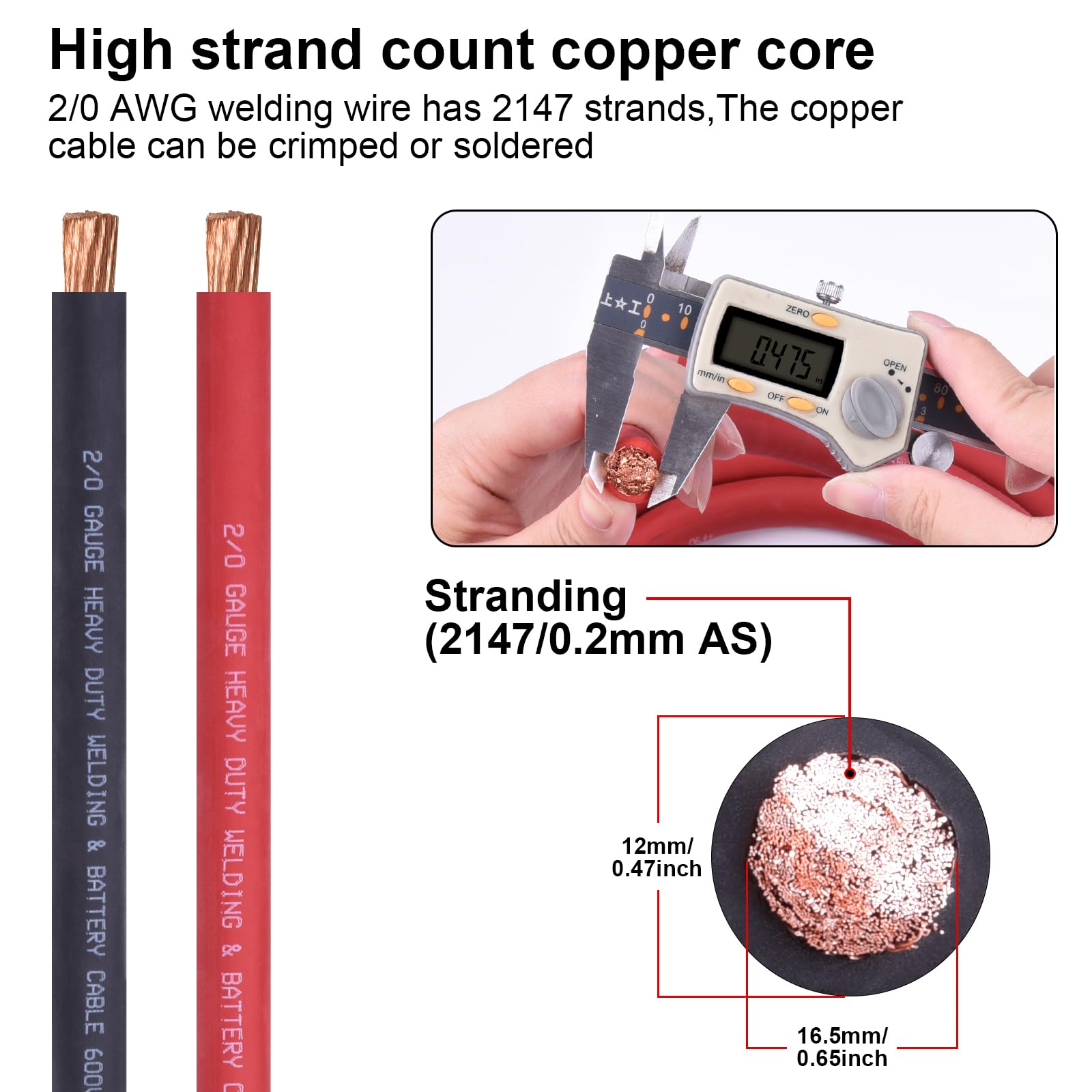 iGreely 2/0 AWG 2/0 Gauge 3 m schwarz + 3 m rotes Batterie-Schweißkabel aus reinem Kupfer + 5 Stück 5/16 Zoll & 5 Stück 3/8 Zoll Kupferkabelschuh-Anschlüsse + 3 Fuß Schrumpfschlauch