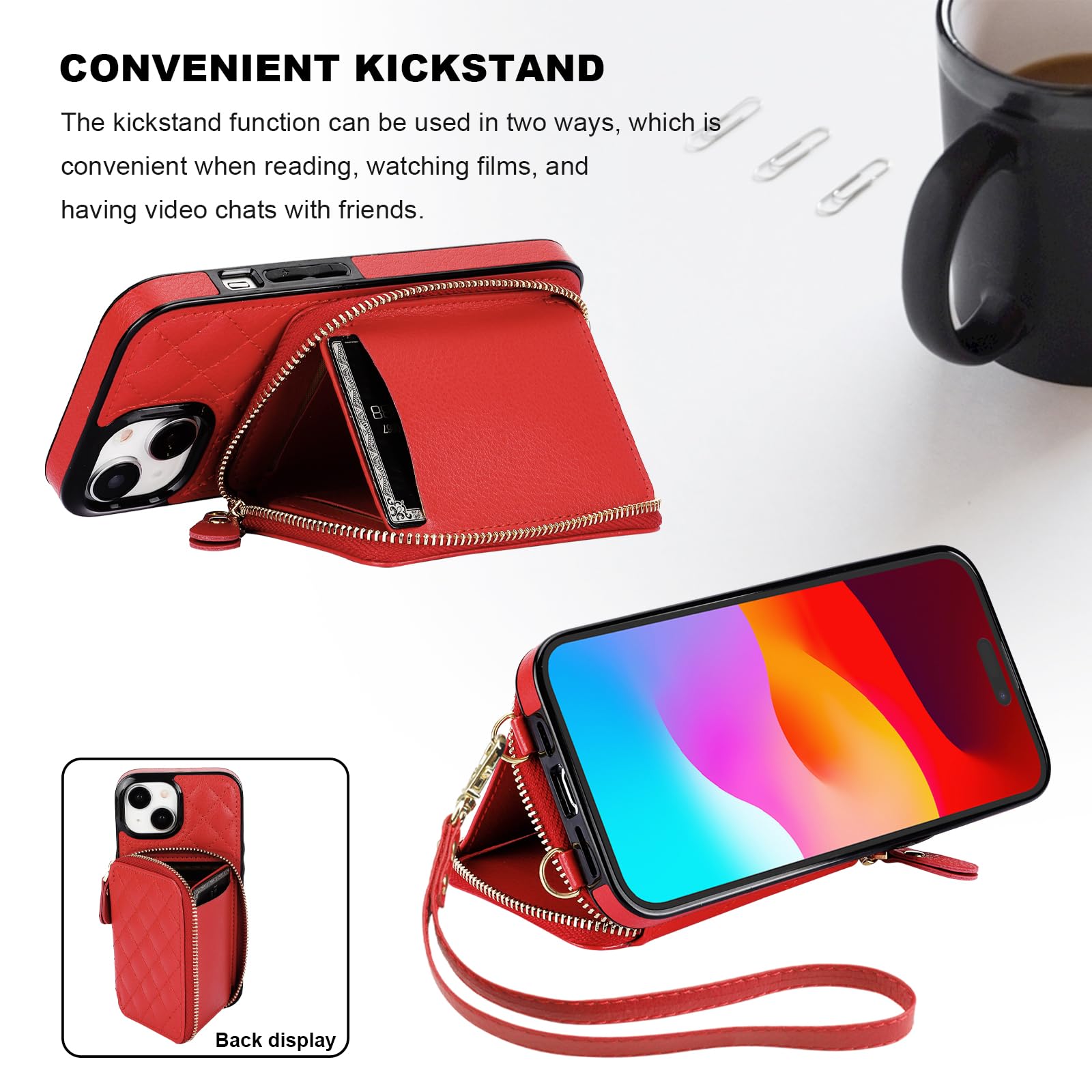 Bocasal Detachable Wallet Case For IPhone 15 RFID Blocking Card Slots - View #10