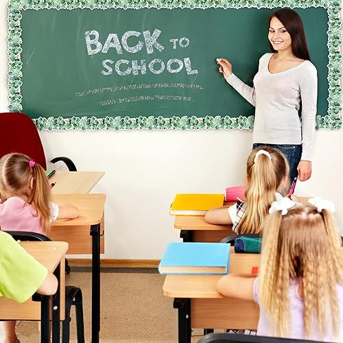 Miniatura 3 de Borde troquelado de eucalipto de 49 pies para tablón de anuncios, borde de aula, borde temático de eucalipto para fotos, pared, tablones de