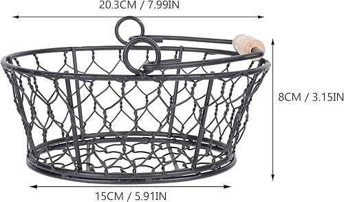 Miniatura 2 de Cesta de huevos de alambre de metal para recolectar huevos frescos 3 piezas organizador de almacenamiento colgante multifuncional para encimera,