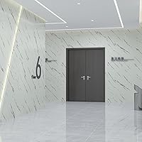 Vista 9 de Papel de contacto de mármol grueso de 17.7 x 354 pulgadas, papel tapiz texturizado de mármol blanco y gris, envoltura de vinilo 3D, impermeable