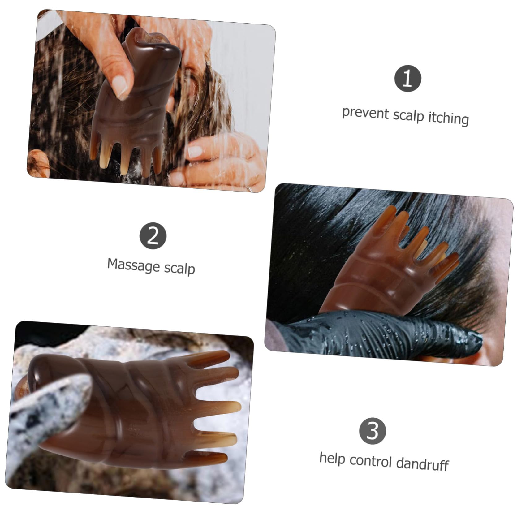 FRCOLOR 3stücke Creative Kopfhaut Massagebürste Horn Waschbürste Für Und Kopfhautmassage Leicht Und Tragbar Für Gesunde Kopfhaut Und Haarwachstum