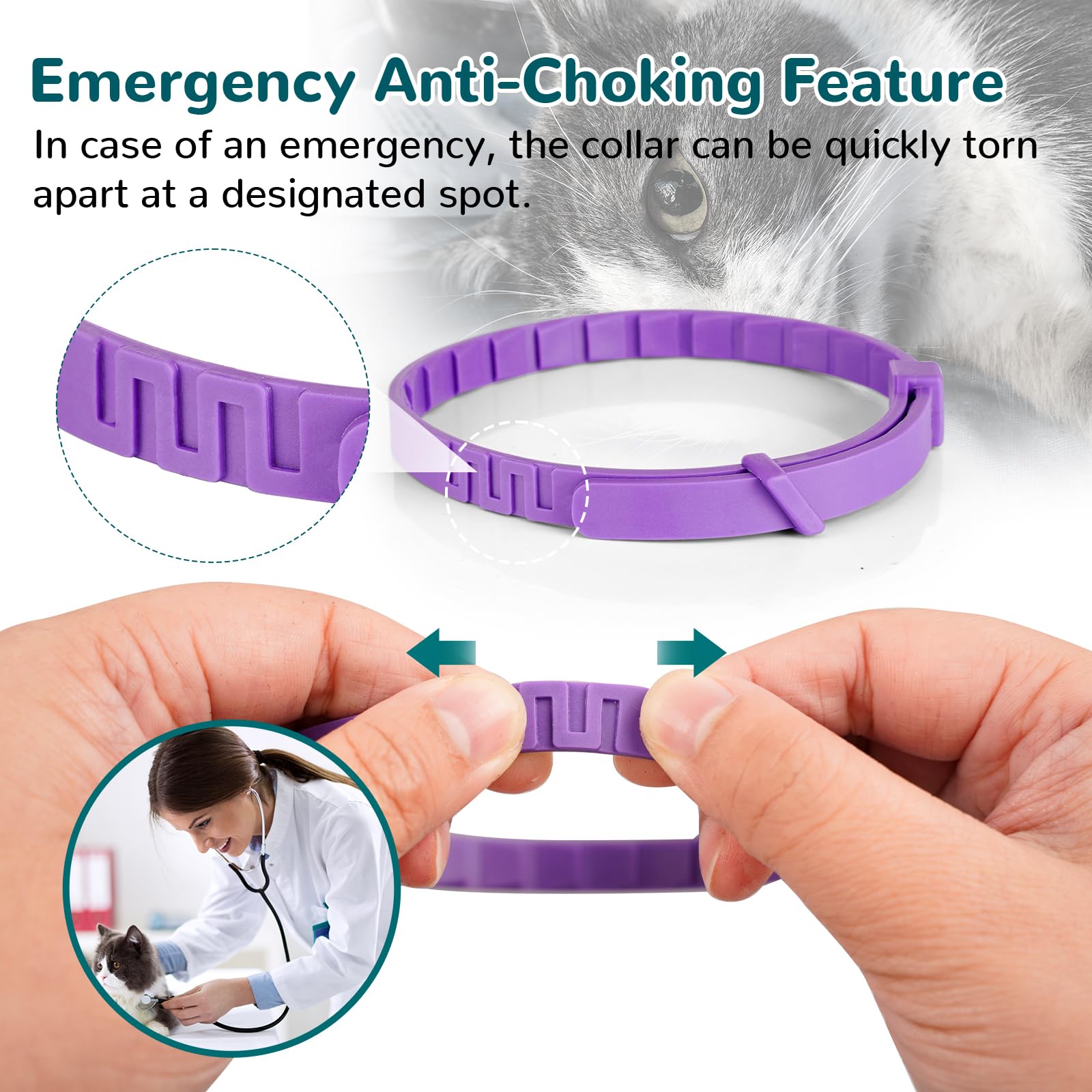 Calming Collar for Cats, Pheromone Collar for Cat Anxiety Relief, 60 Days Adjustable Waterproof TPE, Cat Calming Collars Helps Calm During Loud Noises and Separation (Rainbow, 2 Pack) - image 7