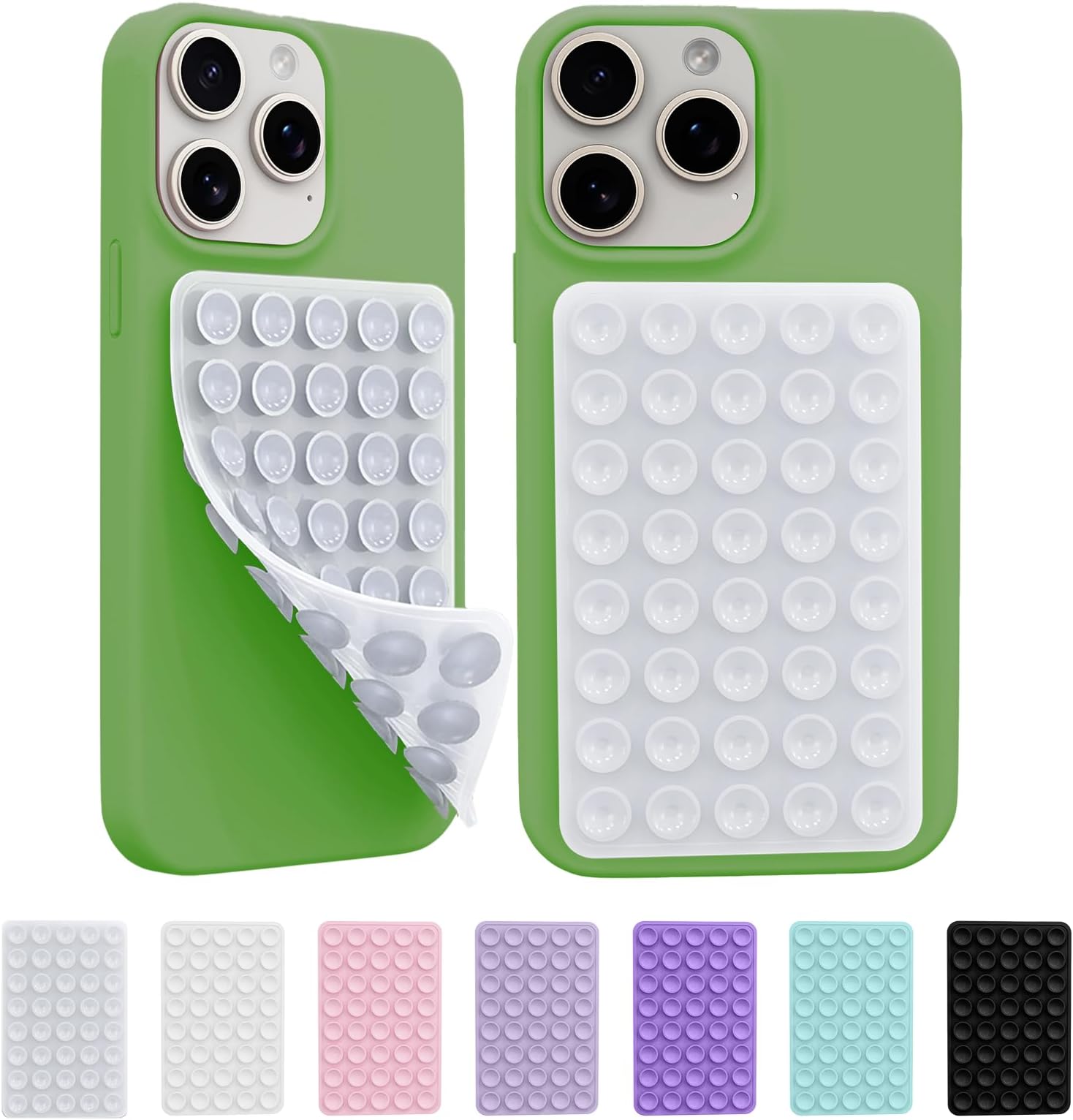 2 Pack Silicone Octo Cup Buddy Sticky Grip Holder for Cellphone, Silicone Suction Cup Phone Case Mount Double Sided, Hands-Free Phone Accessories Strong Grip Holder for Selfie and Video (Clear)