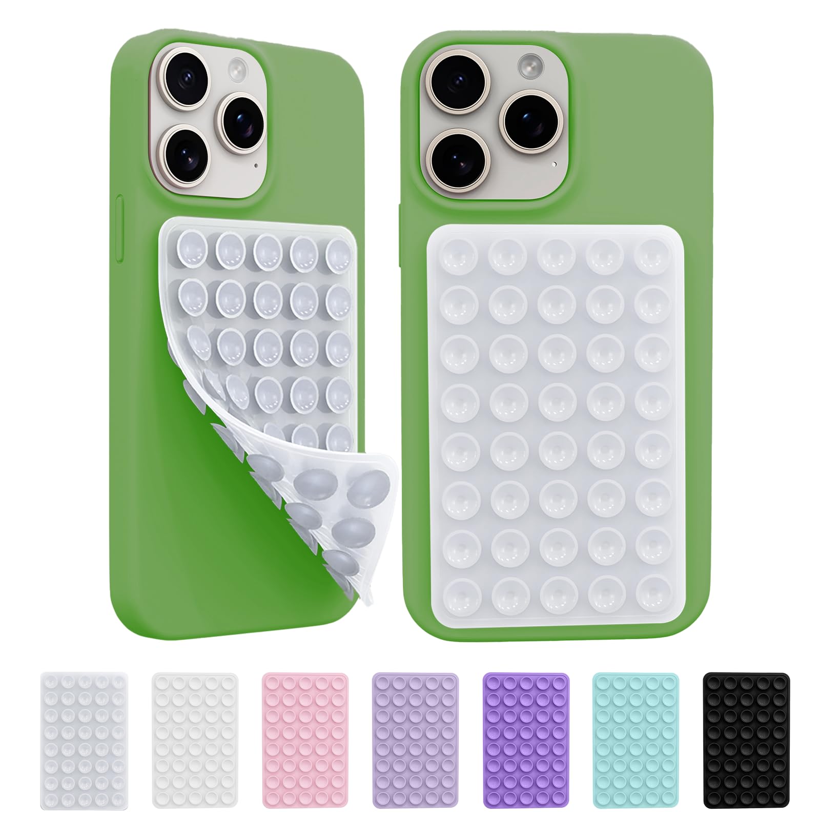 2 Pack Silicone Octo Cup Buddy Sticky Grip Holder for Cellphone, Silicone Suction Cup Phone Case Mount Double Sided, Hands-Free Phone Accessories Strong Grip Holder for Selfie and Video (Clear)