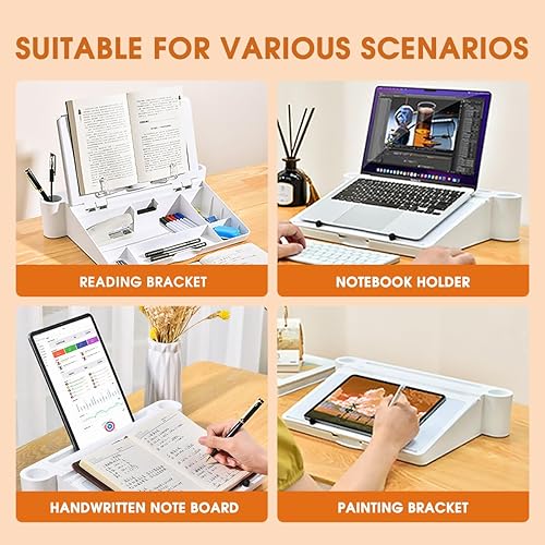 Miniatura 6 de Soporte de libro para leer con caja de almacenamiento. Caja de almacenamiento de pizarra blanca borrable para dibujo, notas, etc., organizador de