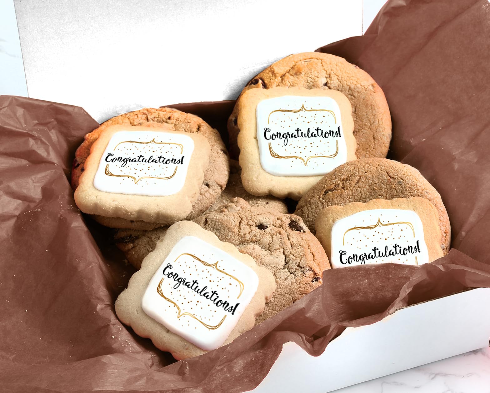 Congrats Gift Basket Congratulations Cookie Chocolate Chip Cookies Fudge Filled For Men Women Kids | INDIVIDUALLY WRAPPED | Graduation New Job Promotion Engagement Retirement New Home | Large Cookies
