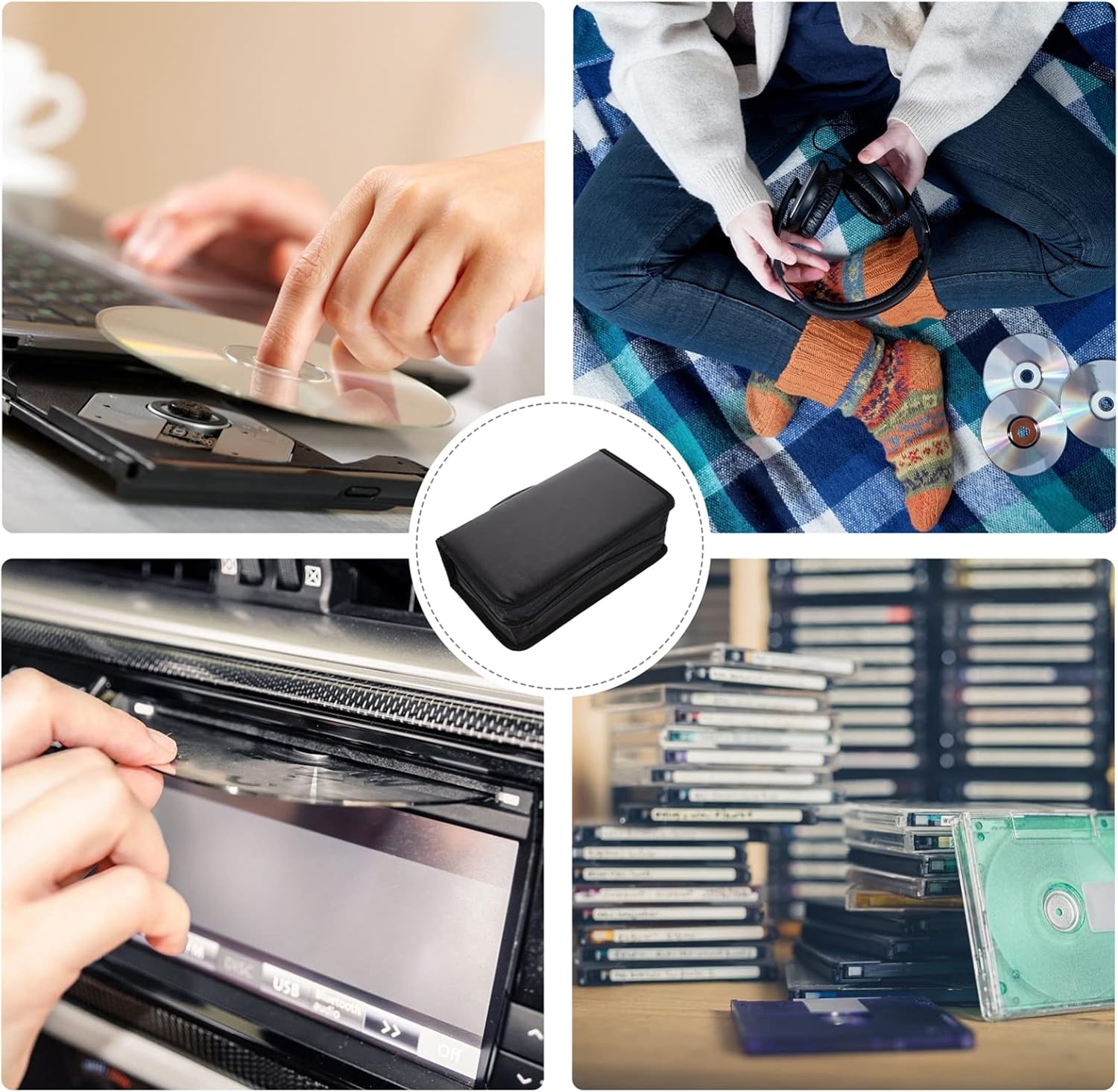 Zerodeko 2pcs Cd Albums Storage Binder Capacity Pu Case for DVDs Zipper Hanging Rope for Travel