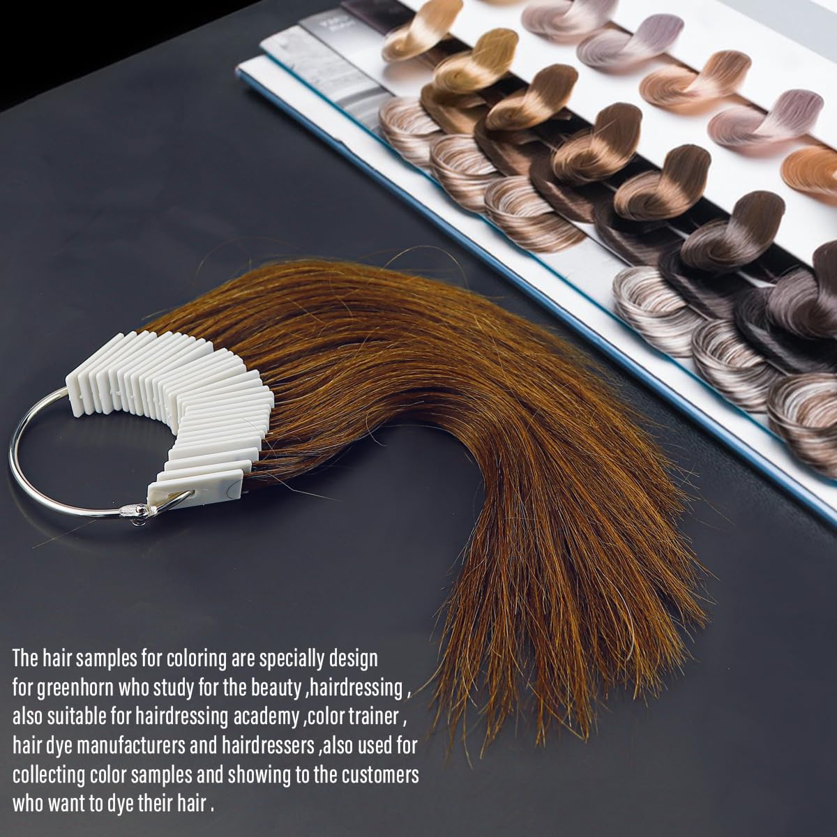 Qerutk 30pcs Brown Hair Color Swatches 100% Human Hair Rings Samples Hair Color Testing for Salon Supplies Barber Haircolour Testing Home Shop Hairdressing Extensions (6 Degree Color) - Image 3