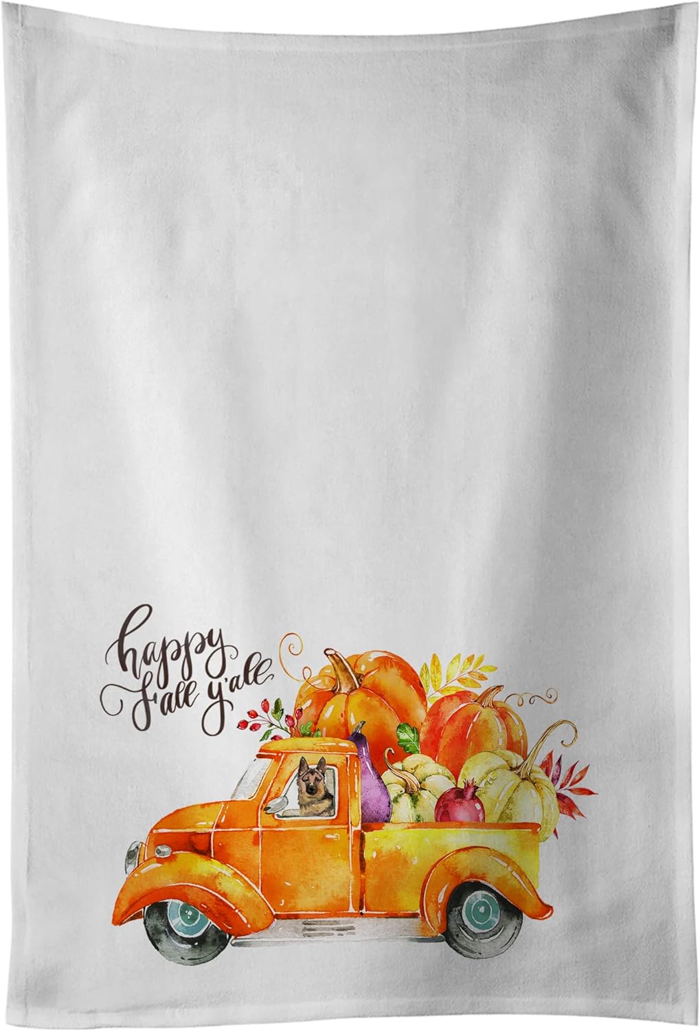 Caroline's Treasures CK2667WTKT Fall Harvest German Shepherd White Kitchen Towel Set of 2 Dish Towels Decorative Bathroom Hand Towel for Hand, Face, Hair, Yoga, Tea, Dishcloth, 19 X 25, White