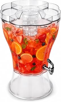 3.5 Gallon Break-Resistant Beverage Dispenser with Ice-Cone & Party Top Lid, Juice Dispenser,Drink Container for Parties,Buffet and Gatherings,Clear