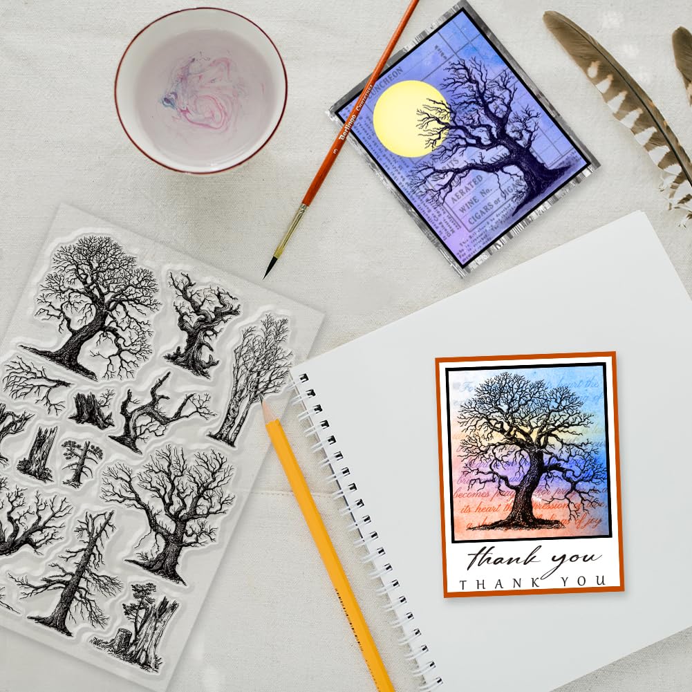 GLOBLELAND Trees Trunk Nature Clear Stamps for Card Making Tree Trunk Clear Silicone Stamp 21x14.8cm Dead Trees Silicone Transparent Seal Stamps for DIY Scrapbooking Journal Album Decor - Image 2