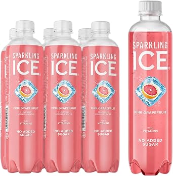Sparkling Ice Pink Grapefruit Flavoured Sparkling Water, 500ml, 6 Bottles, No Added Sugar
