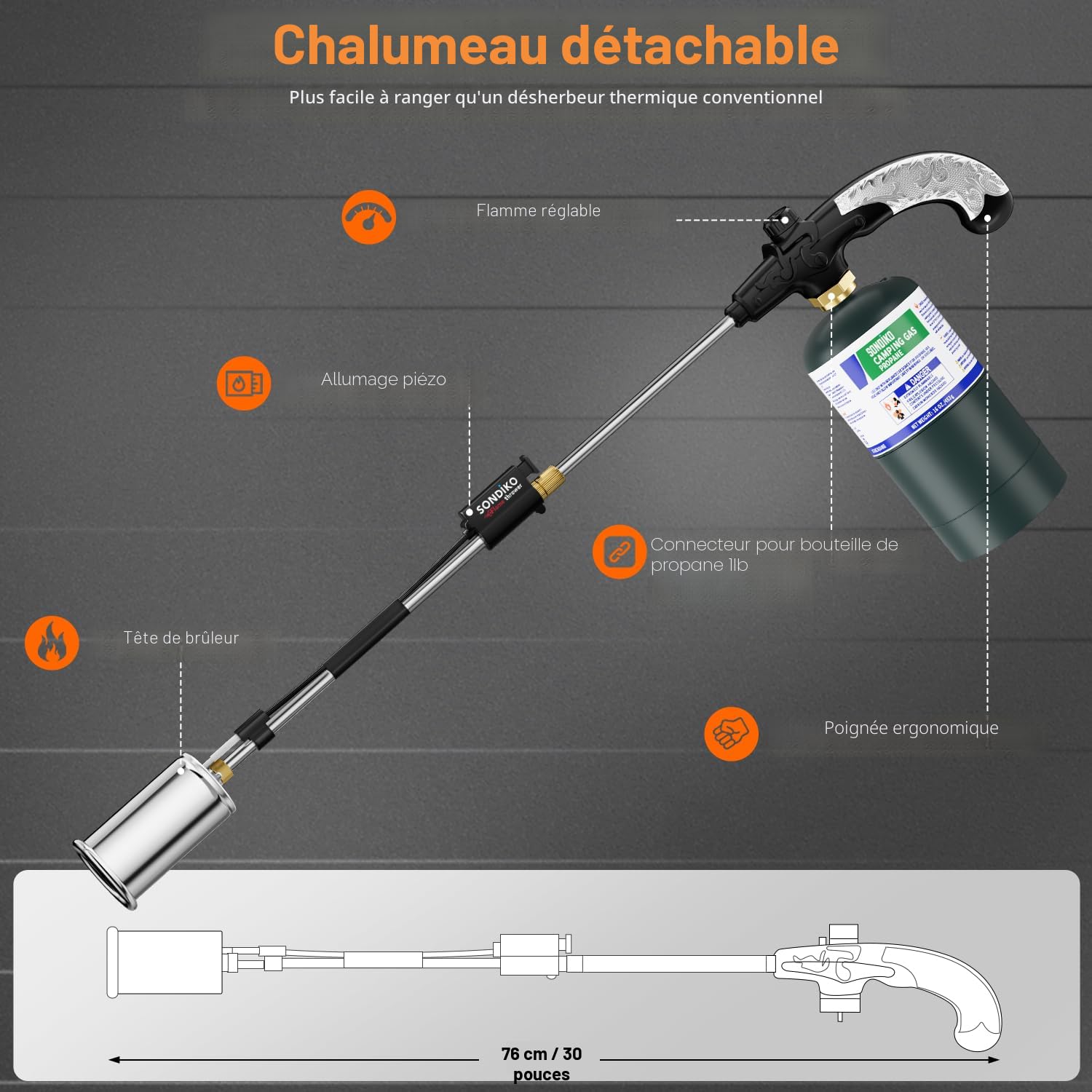 OXYTURBO - BRÛLEUR À GAZ PRO POUR CUIR DE TOIT 'LASER BRENNER' - 60 cm