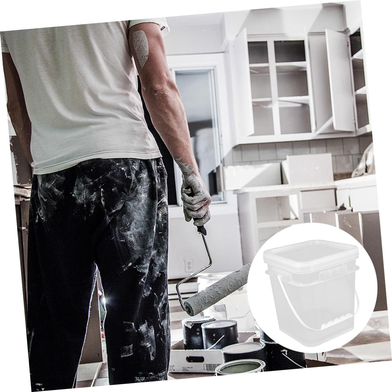 Cabilock 3 Juegos Bote De Pintura Lata De Pintura con Asa Latas De Pintura Óleo Balde De Plástico para Pintar. Barril De Plástico para Pintar. Cubo De Recubrimientos Abs 2 Piezas * 3