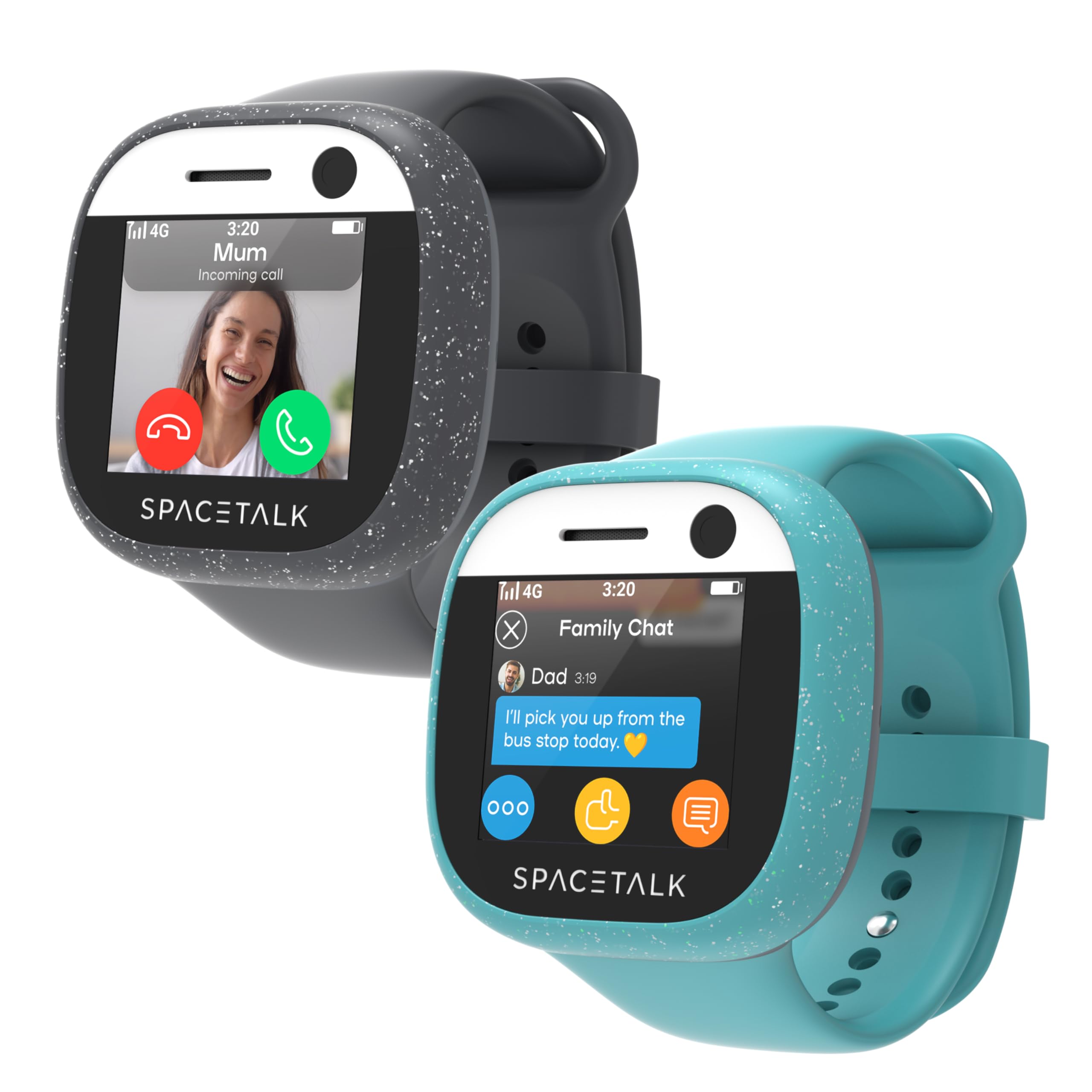 SPACETALK Adventurer Smartwatch 2-Pack (Midnight & Ocean) | Kids Smart Watch with 4G, GPS, Text & Video Calling | 5MP Camera | Splashproof | SIM Included | Mobile Plan Required (Sold Separately)