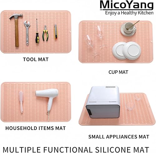 Miniatura 1078 de Tapete de silicona para secado de platos para múltiples usos, fácil de limpiar, ecológico, resistente al calor, tapete de silicona para encimera