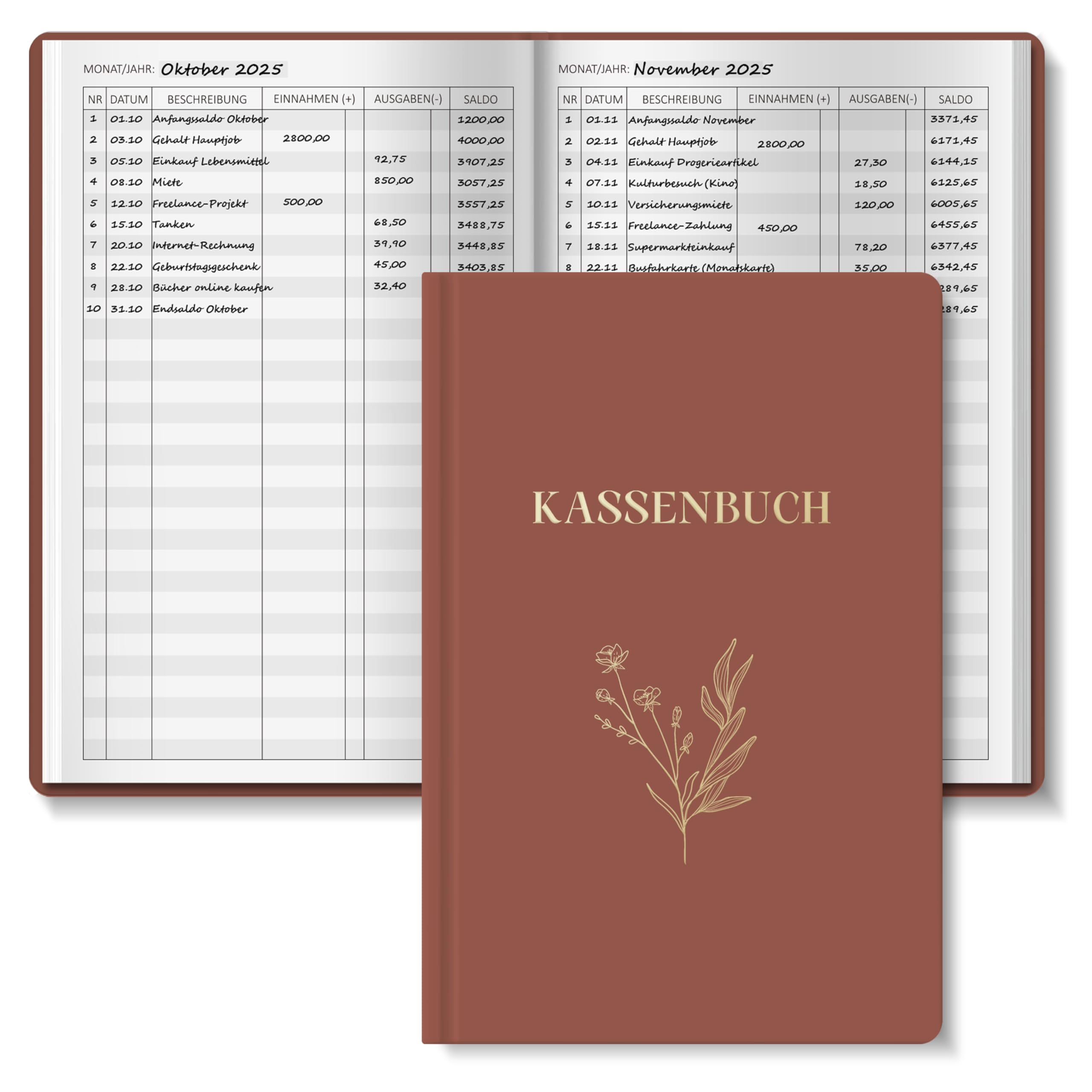 BIROYAL Kassenbuch A5-120 Seiten Haushaltsbuch, Budget Planner & Kassenbücher - Einnahmen Ausgaben Buch - Haushaltsbuch zum Eintragen - Kassenbuch Kleinunternehmer- Ausgaben Tracker Finanzplaner