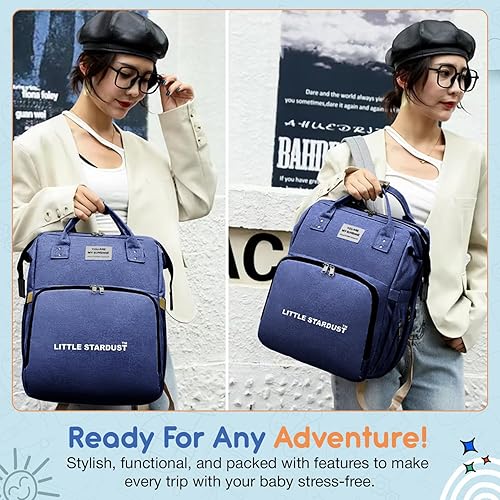 Miniatura 5 de Mochila para pañales para bebé con cambiador, grande, resistente al agua, con espaciosos compartimentos, Azul (deepblue), Mediana, Lindas bolsas de
