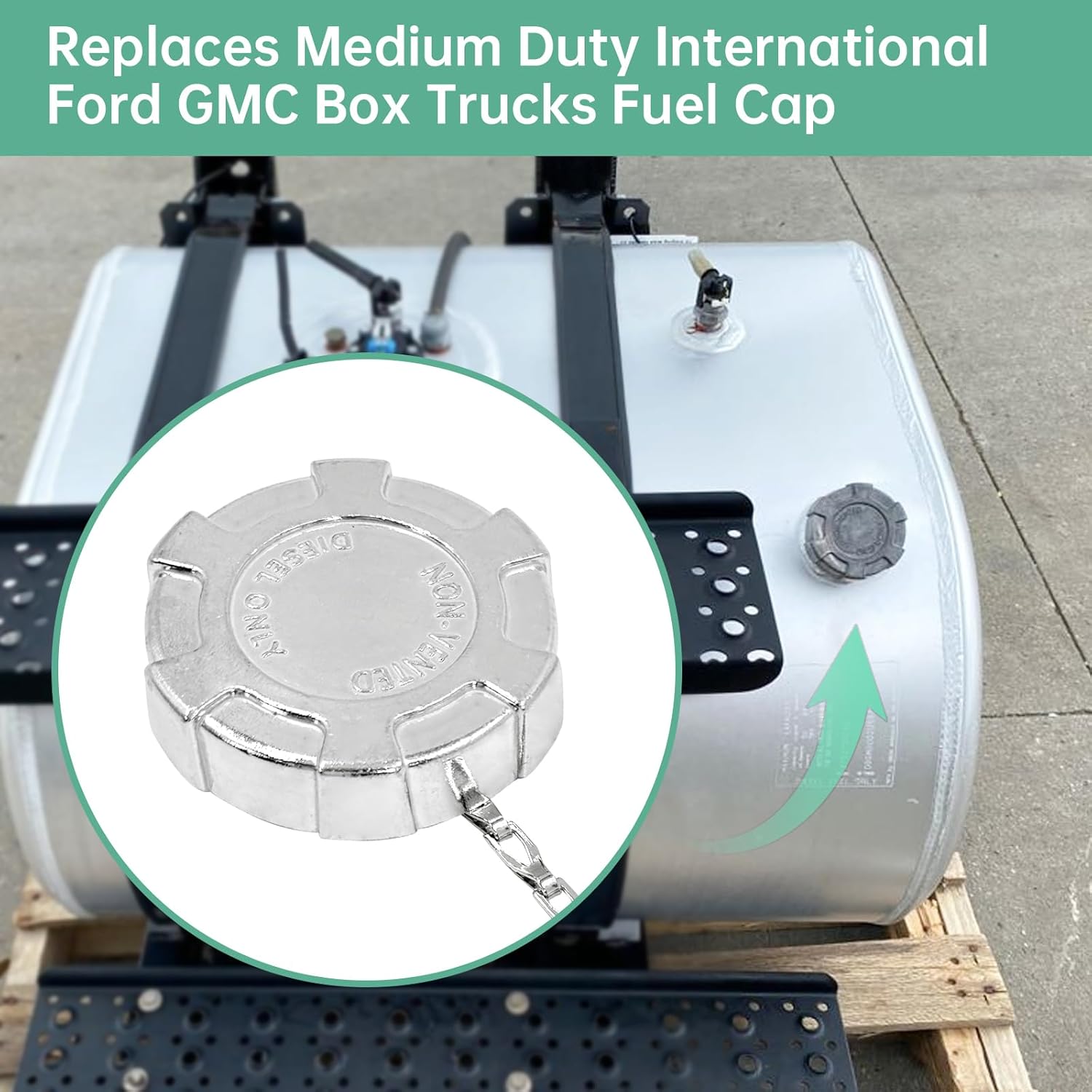 Diesel Fuel Cap 2 1/4" for International Ford GMC Trucks, Non-Locking, Aluminum, Female fitting, Non-Vented