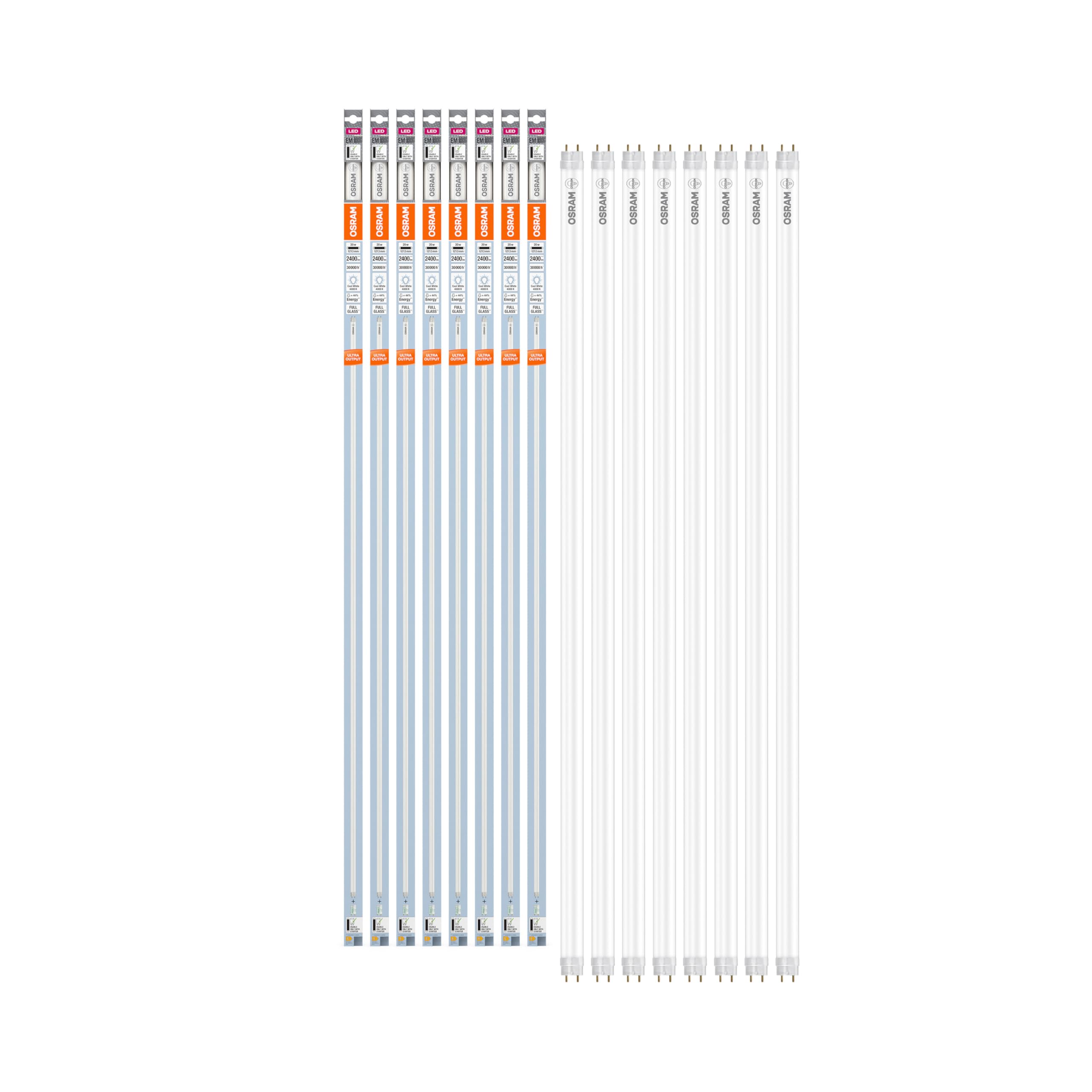 Osram Kosteneffiziente LED-Röhren für elektromagnetische Vorschaltgeräte, 20 W, G13, Tube, double-ended, 4000 K, LEAD FREE Glas, Kalt weiß, 8-er Pack