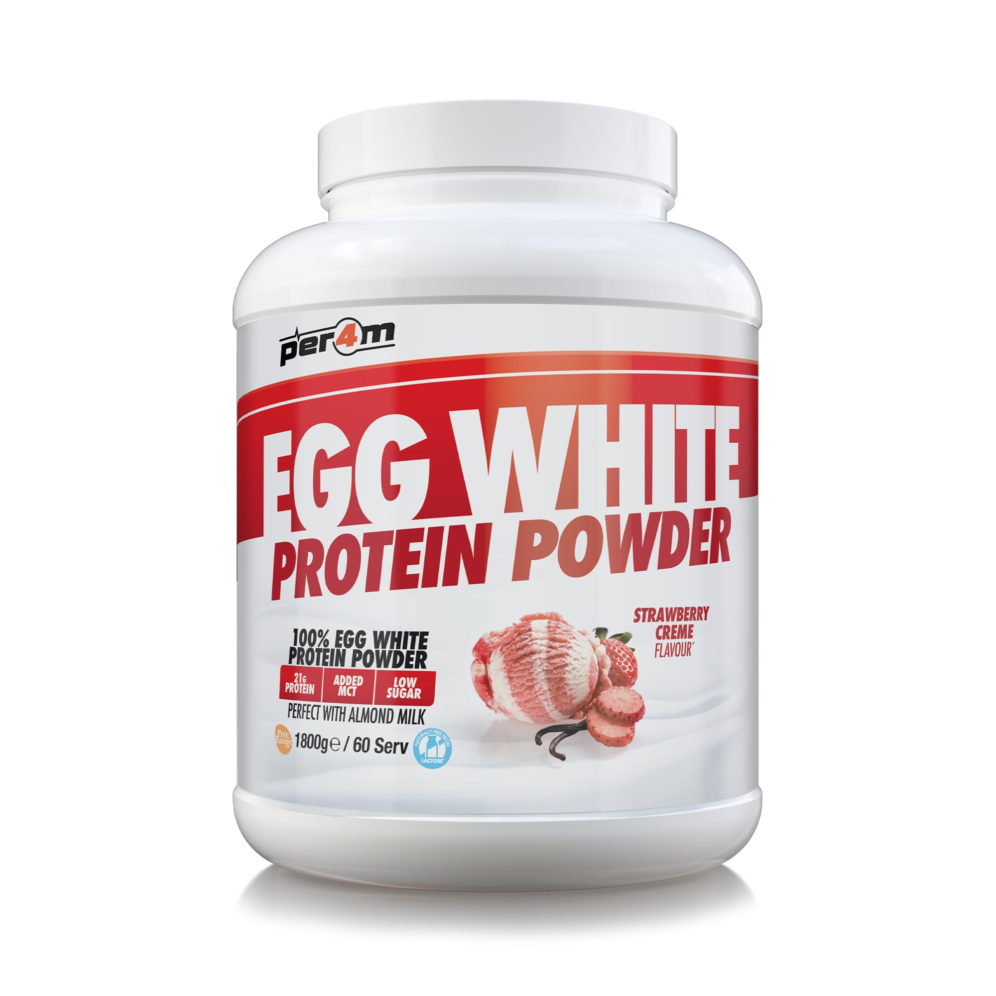 Per4m Egg White Protein Powder (1800g) Crème de fraises - Protéines - Protéine d’œuf