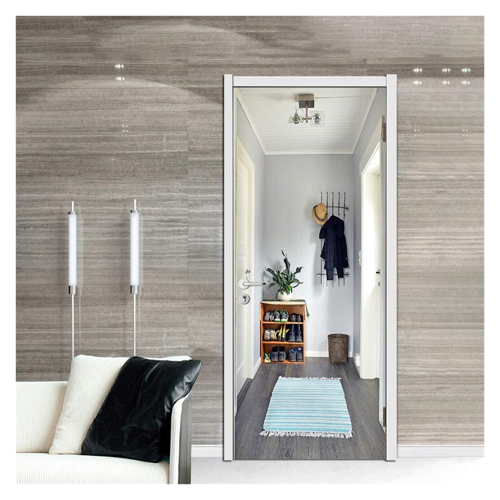 Sticker Porte Autocollants de porte de scène de pièce moderne 3d, espace stéréoscopique, papier peint auto-adhésif en PVC, couverture de chambre à coucher, affiche de décor d'appartement, Art Mural (