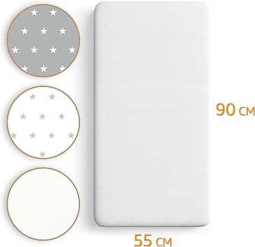 Tension bed sheets stroller baby fitted sheets set of 3: 55x90 cm - 2X bed sheets + 1x waterproof mattress protector - baby bed accessories for children's bed side bed bassinet 55 x 90