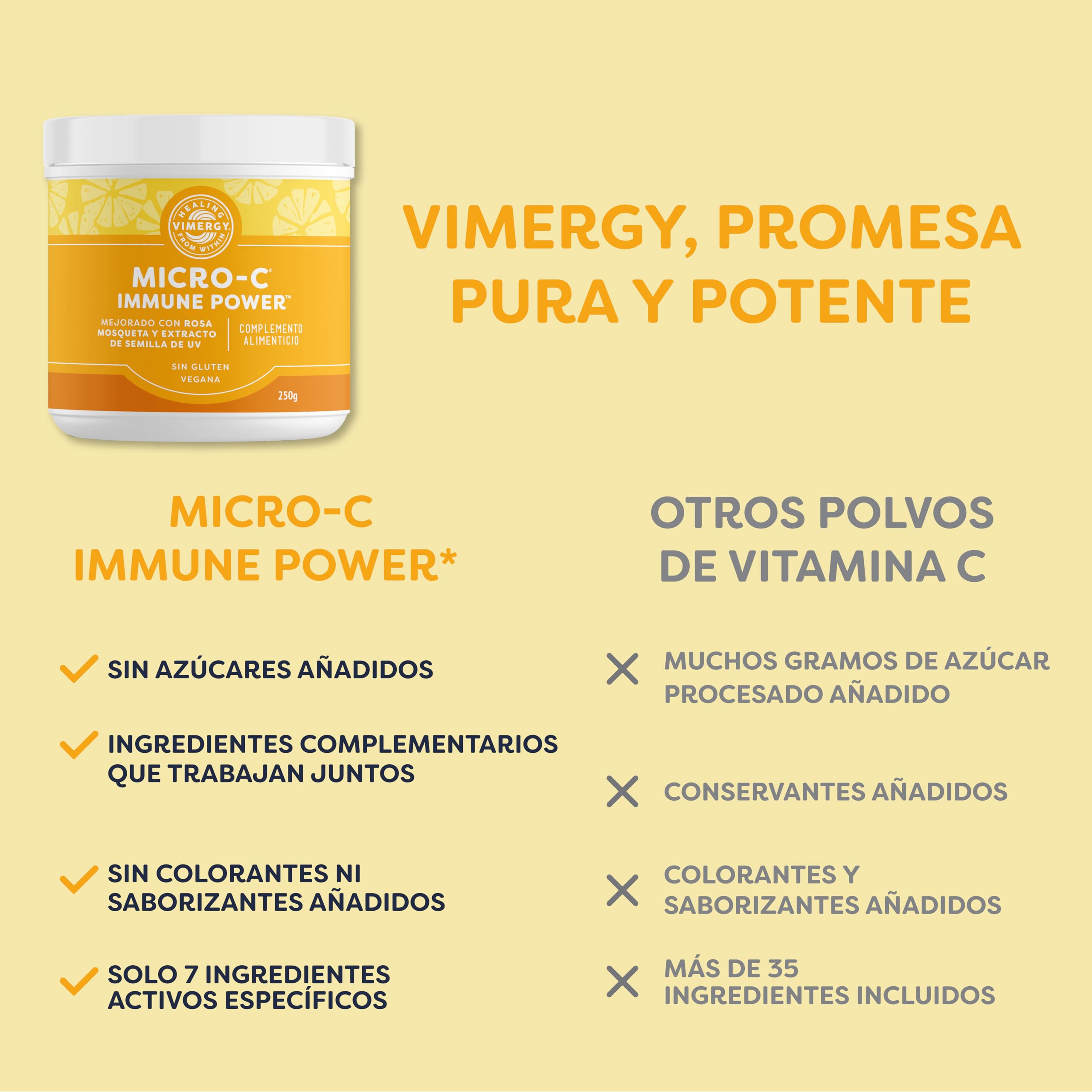 Vimergy Micro-C Immune Power* – 250g, 139 Porciones – Vitamina C en Polvo, 1000 mg – Ácido Ascórbico Amortiguado – Fórmula Vegana Sin Gluten