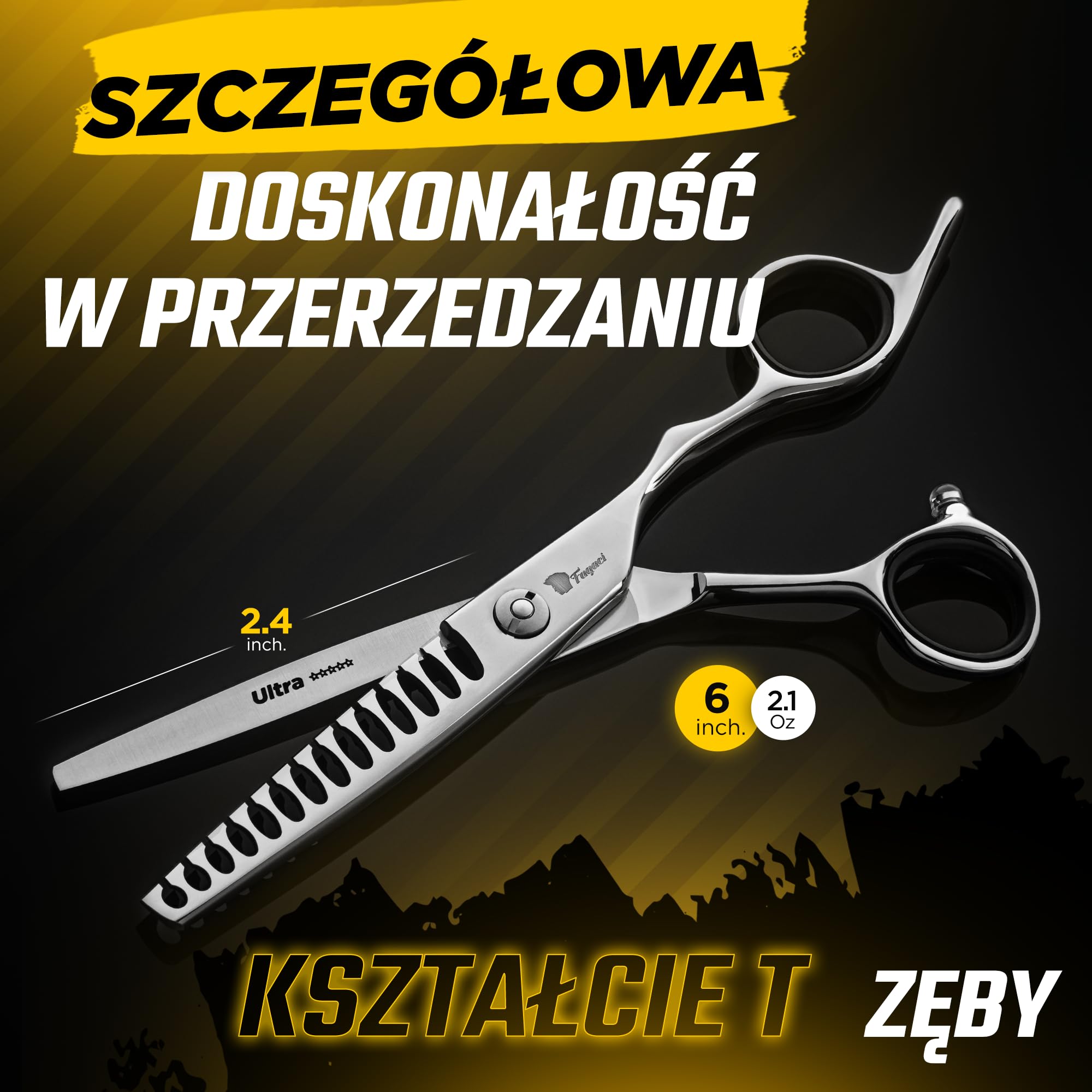 Fagaci Ultra Nożyce Trymujące 6″, Stal 440C, Podwójna Szybkość | Innowacyjne ząbki w kształcie T, Redukcja objętości włosów nawet o 50%, Wielostopniowe ostrzenie krawędzi, 2x szybsze cięcie