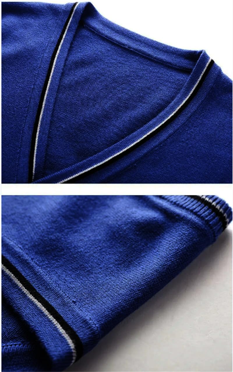 Gilet tricoté en cachemire pour homme - Col en V - Solide - Cardigan tricoté
