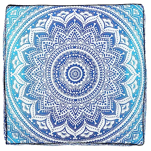 35" Large Square Floor Cushion Cover, 100% Cotton Boho Mandala Design - Image 4