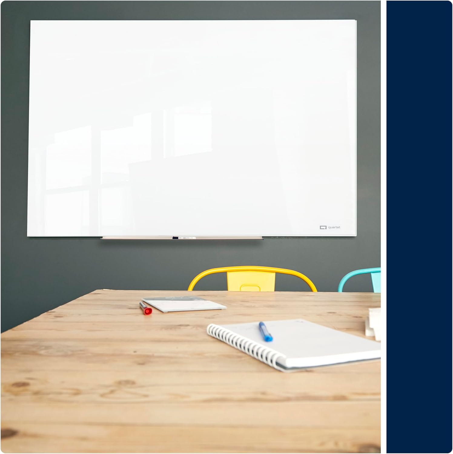 Quartet Magnetic Dry Erase Board, 48" x 36" Glass White Board for Wall, Frameless, InvisaMount, White (Q25F01IMW) Standard 48"W x 36"H