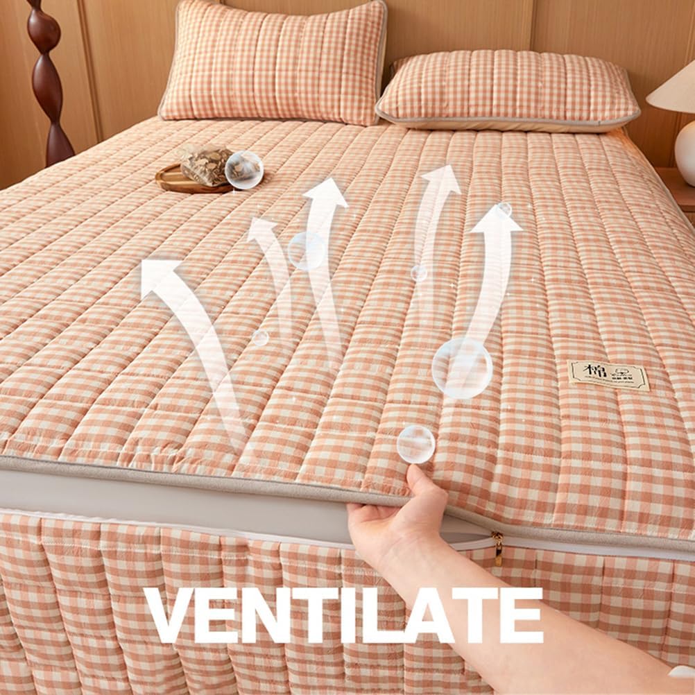 Quilted Futon Mattress Cover Zippered, Japanese Floor Mattress Futon Cover Queen King Full Size RV Mattress Futon Slipcovers, Washable Camping Mattress Protective Cover,A,150x200cm/59x79in